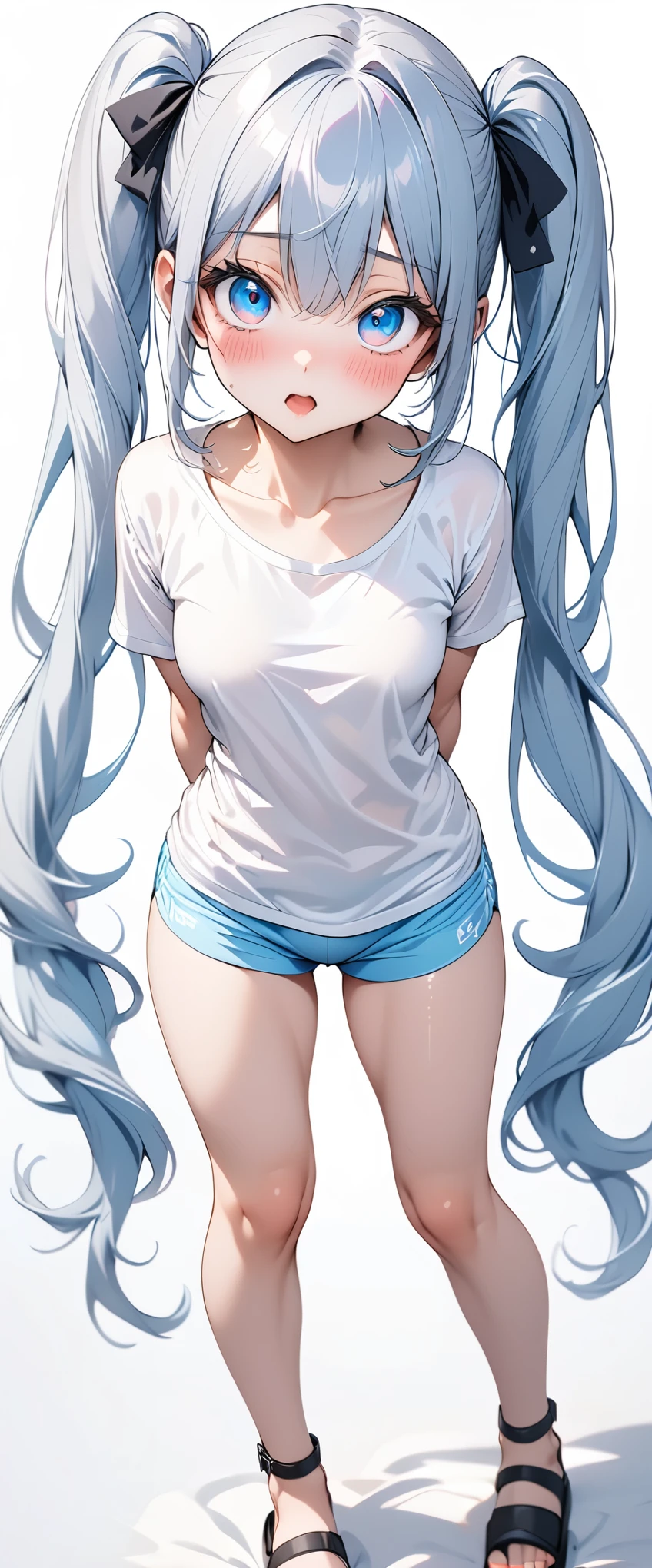 (masterpiece, Highest quality:1.2), One Girl, alone,Are standing_Split, 
Long Hair, White sleeveless tank top，High leg pants,Exposed nipples