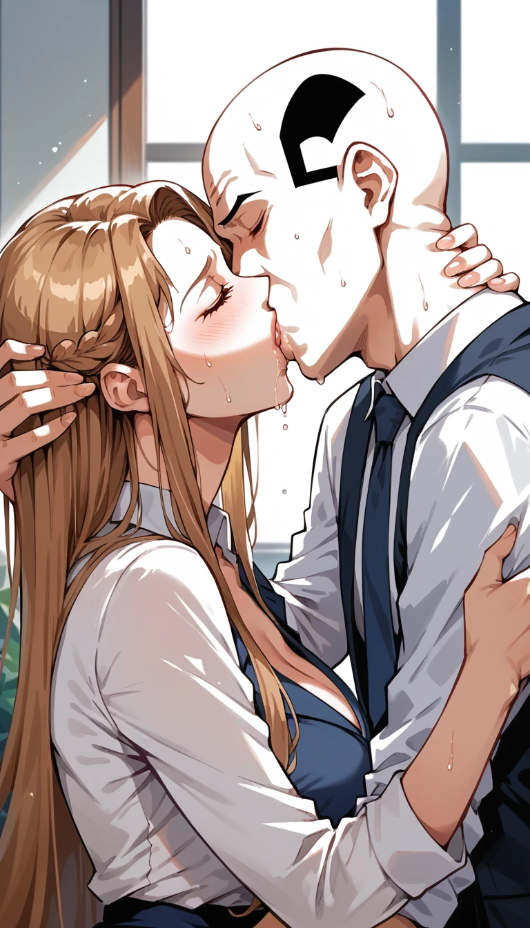 nsfw,throw,high quality,超High resolution,High resolutionのイラスト,Asuna Yuki,masterpiece,Extremely detailed,Grab the head,High resolution,Bust Up Focus,Japanese,Mature heterosexual couple,(Married secretary milf has shiny lips and old hairy bald creepy old pervert is lust),orgasm ,Casual office style,Office boss room,saliva,sweat,Medium chest,Moisturized skin,Fascinating,Beautiful curves,Long and complicated hair,Mole under the eye,,((Deep Kiss: 1.4)), Forced kiss,Focus on the girl&#39;s face