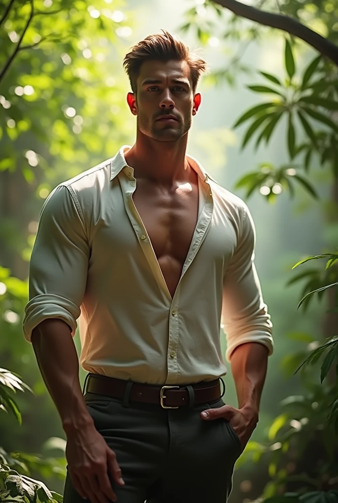 Homem musculoso com cabelo preto, rosto europeu, Corpo grego de Deus, cintura pequena, Dressed in a small wet white boxer and a huge bulge underneath, Cabelo curto e classicamente elegante, dentro do templo grego antigo, Flowers and mist around