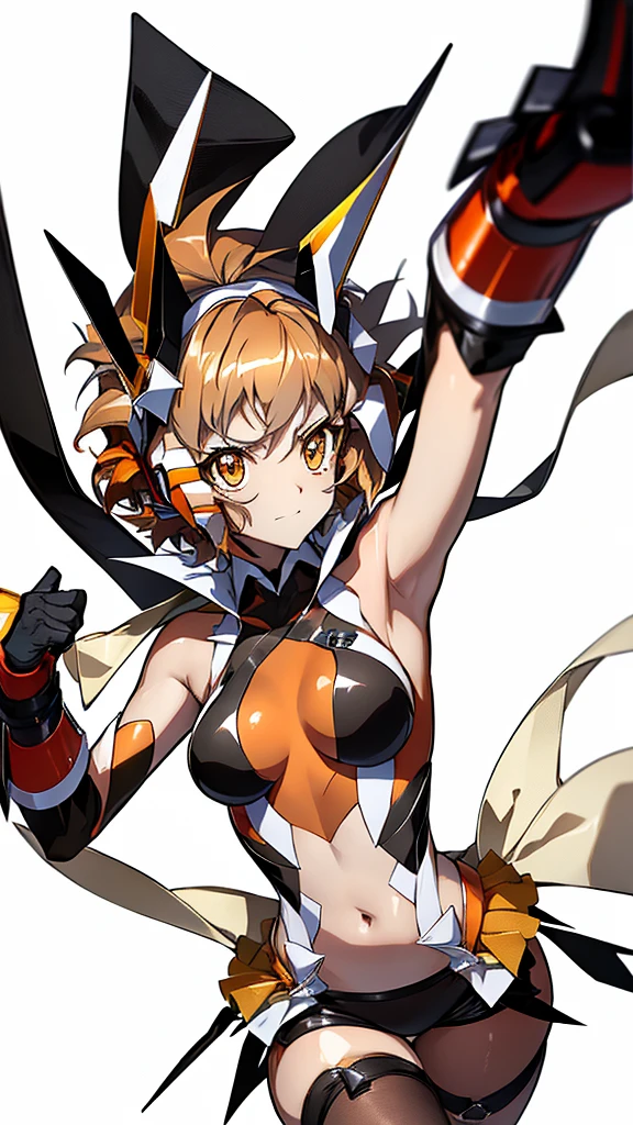 Best Quality、Amazing depiction、Esbian all over、Symphogear、sound、Orange sound、Orange Hair、Orange eyes、Esbian all over、White background