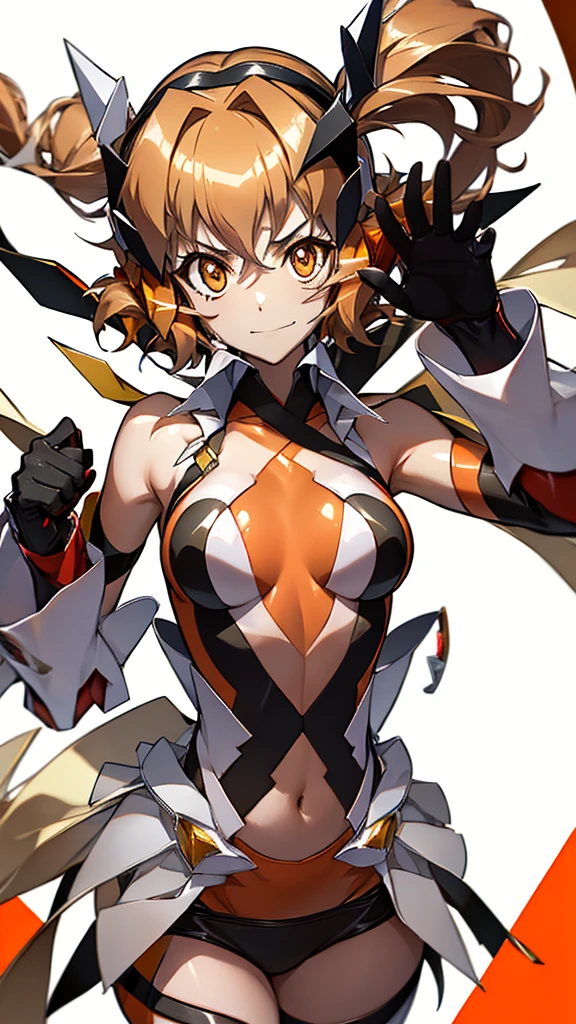 Best Quality、Amazing depiction、Esbian all over、Symphogear、sound、Orange sound、Orange Hair、Orange eyes、Esbian all over、White background