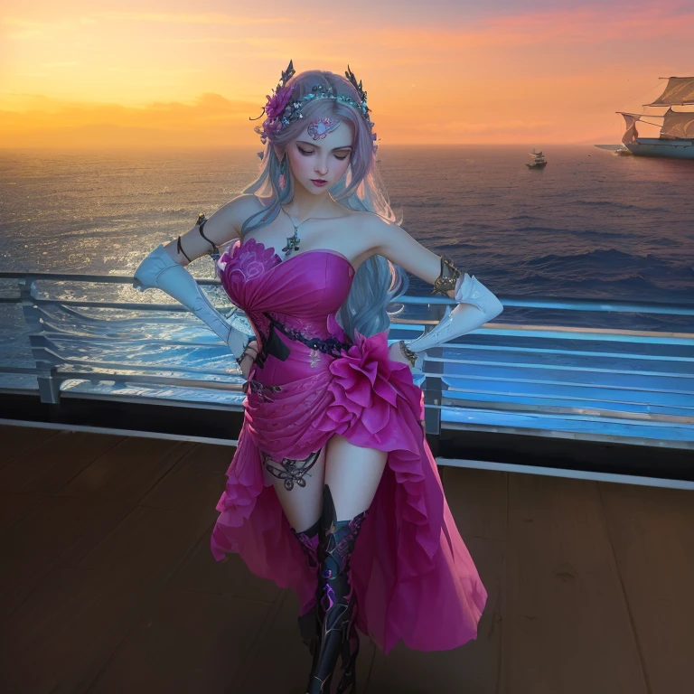 Barbie dress, beautiful gorgeous lady, ultra realistic, background of pink castle, 8k