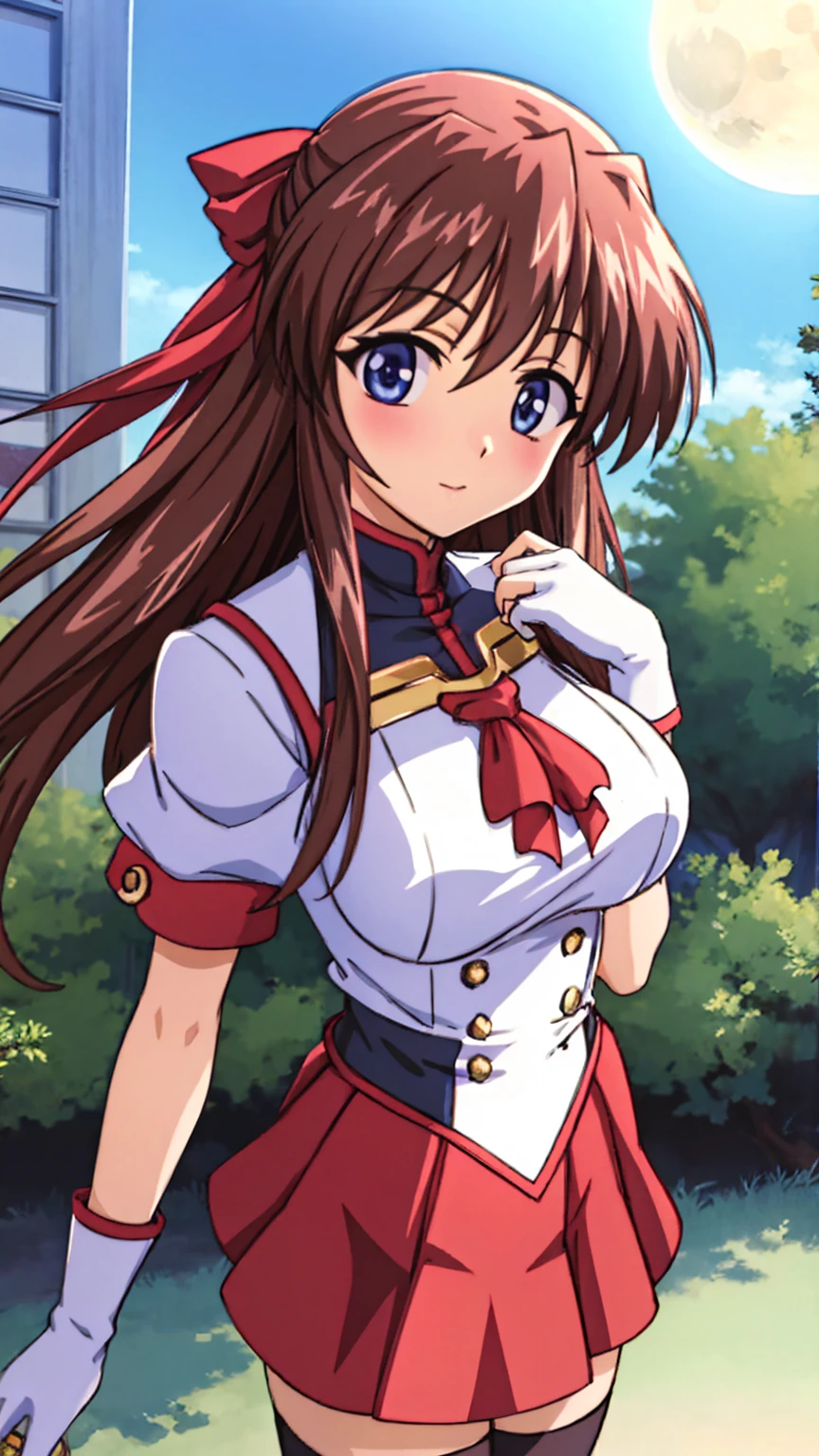 (masterpiece, highest quality, 8k:1.2), anime, very detailed, official art, beautifully, kanzaki aoi, hair bow, (one girl, solo), (school uniform, mini skirt), cowboy shot, dynamic angle, looking at viewer