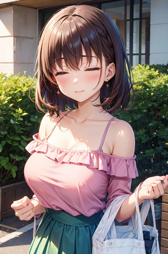 maho Nishizumi,
pink swimwear bra,Pink skirt-style beach pants,
Semi-short hair,Brown Hair,Brown Eyes,Big Breasts,
Smiling expression,blush,
Seaside,Beach parasol,Place one hand close to your head,
Beautiful image quality,