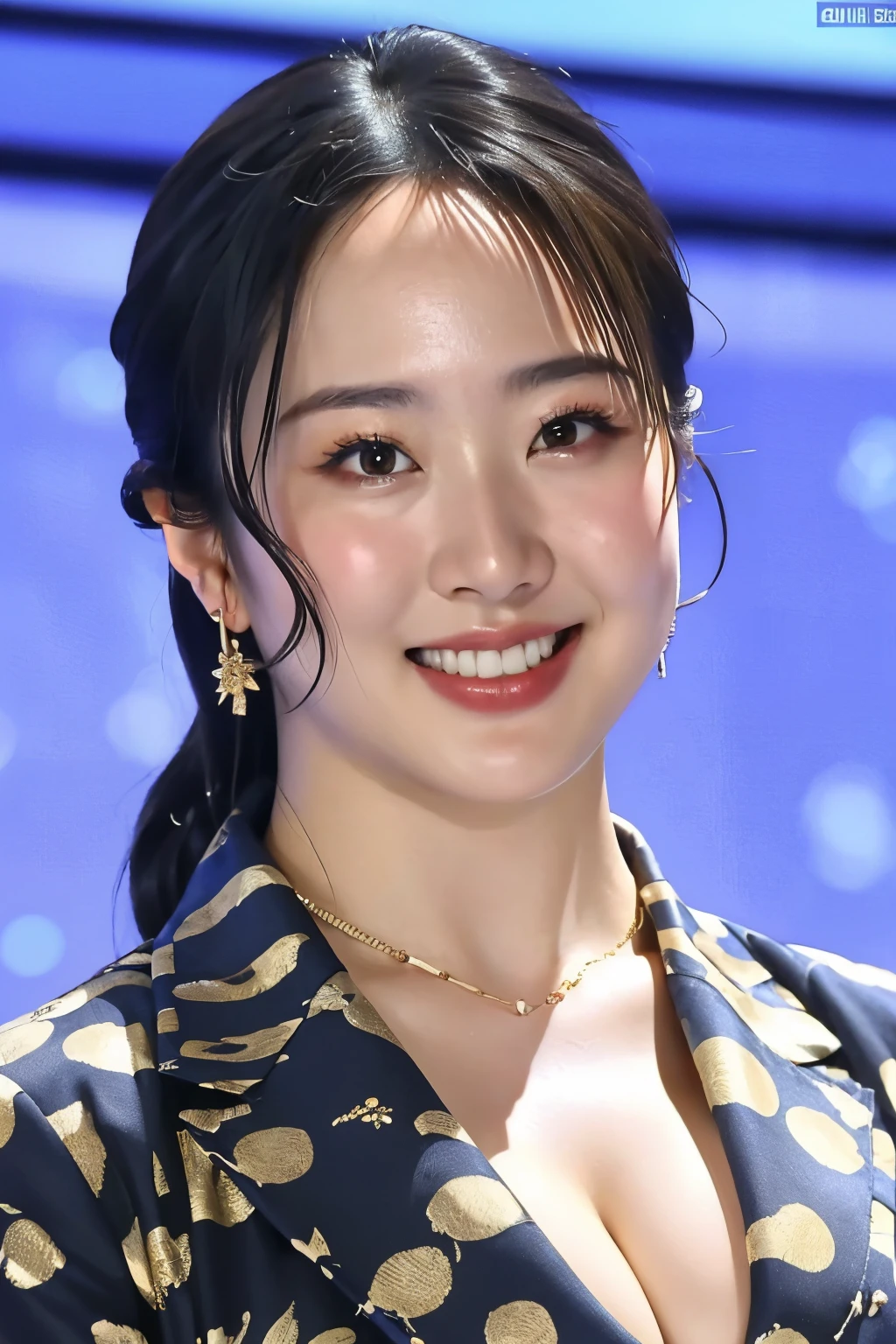 ((best quality)), ((masterpiece)), (detailed), 1girl, sexy, (SFW:1.0), (Japanese woman politician), real skin, mole under eye, smile, (big breasts:1.3), (sagging breasts:1.0), (cleavage:1.1), necklace, earrings, politician jacket, suit, (background: in parliament, in congress, in senate, meeting), (discussing with microphone :1.0)