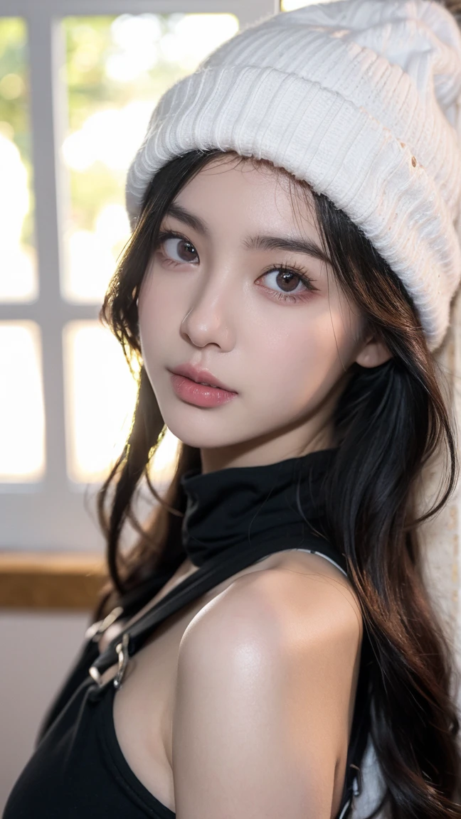 Slender Asian girl, kpop idol, ((in a bunny suit)), ((top quality, 8k, masterpiece: 1.3)), crisp focus: 1.2, beautiful woman with perfect figure: 1.4, highly detailed face and skin texture, detailed eyes, ((skinny)), beautiful face, symmetrical face, full-length, sexy, almost naked