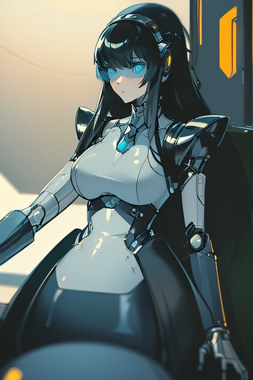 (masterpiece),(Highest quality),(Super detailed),(Best illustrations),(Best Shadow),(Absurd),(Detailed Background),(so beautiful), 16K, 8K, 4K,(Best Shadow),robotization,woman ,big bust,Robot Joint ,Metal skin,Black robot Suit,long hair,a black robot suit that covers the whole body,robot hand,cyber bodysuit,mecha head,(Detailed hands and fingers:1.2),Ball joint robot body,doll joint,beautiful face,beautiful robot girl,robotic eye,robotic hands,(no more human skin),android girl,cyborg girl,F cup, sexy body,(machine made joints:1.2),(machanical limbs:1.1),(blood vessels connected to tubes),(mechanical vertebra attaching to back),(mechanical cervial attaching to neck),aegis(persona3),pussy,no messy picture style