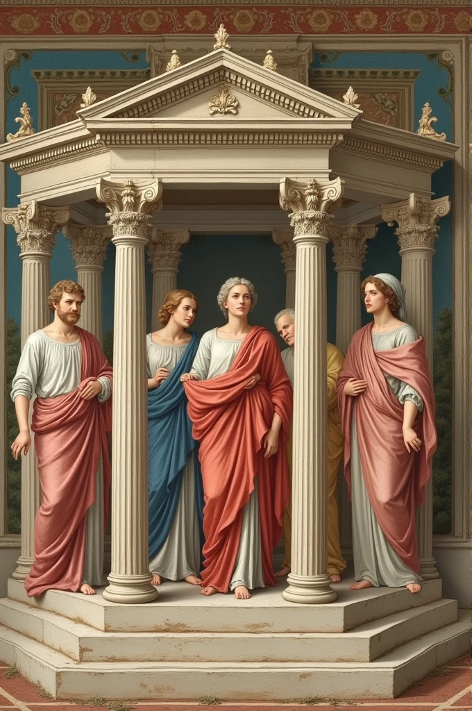 Ancient Greece, Fresco, mosaic, Colorful, Mythological scenes, Interior decoration, mural, Rich in detail, Art details, Light and shadow, Historical art