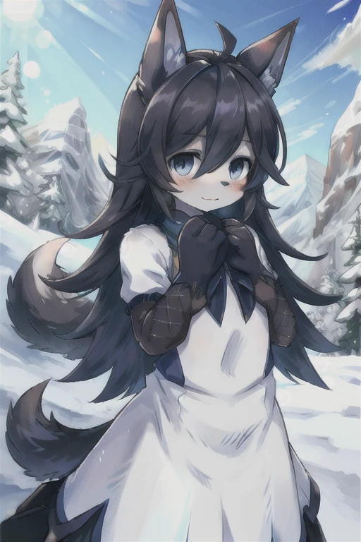 (Boy with wolf ears)　(Blue long hair)　Snow Mountain　Snowstorm　On the Cliff　Kind Face