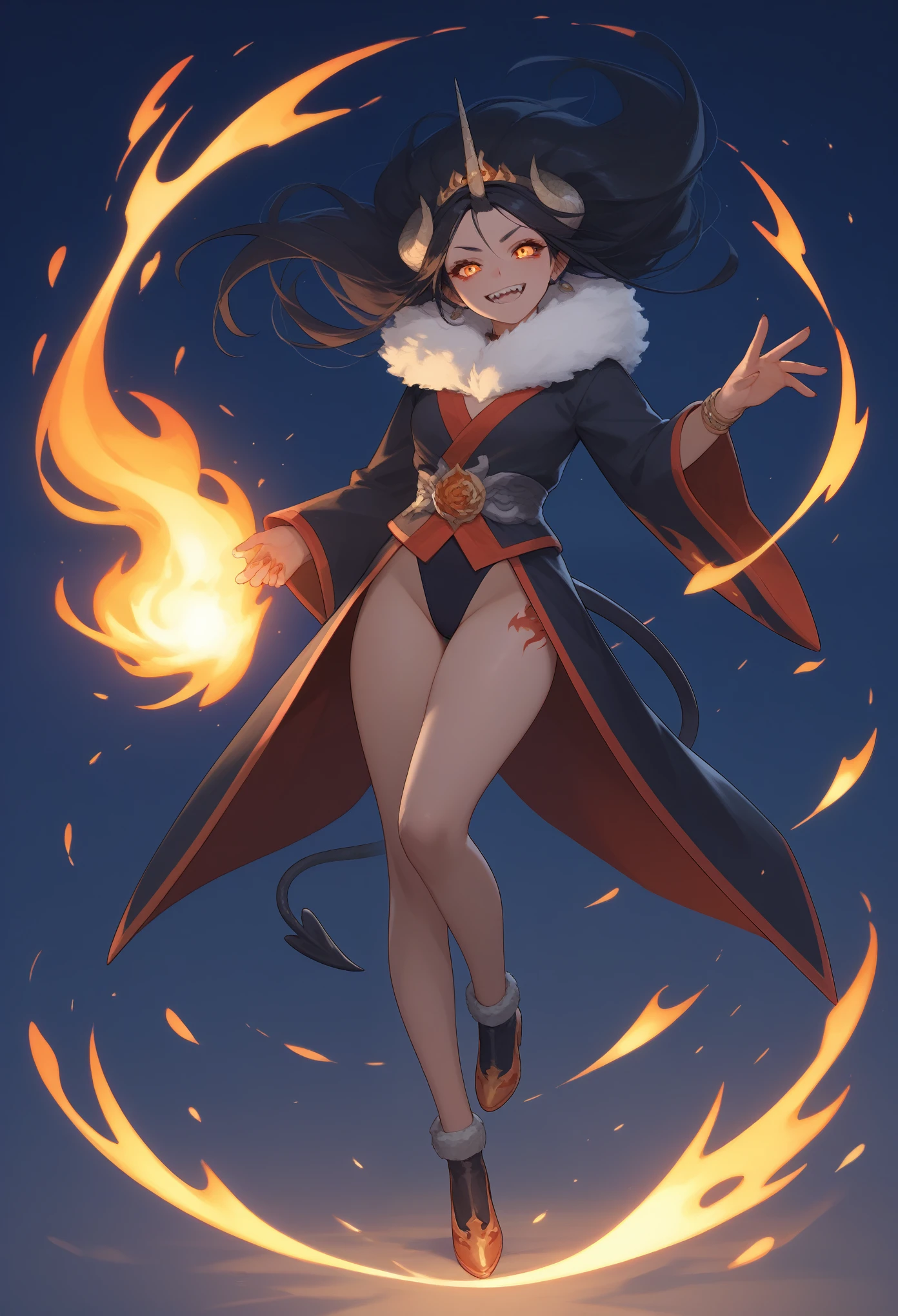 absurdres, Sarada, (high quality), (masterpiece), (ultra-detailed: 1.2), (highres), from above, background Yin Yang, ground, (wind: 1.4), (twirling: 1.3) (, fire blue: 1.3), (burning hands: 1.1), Fire, nude body, full body, standing