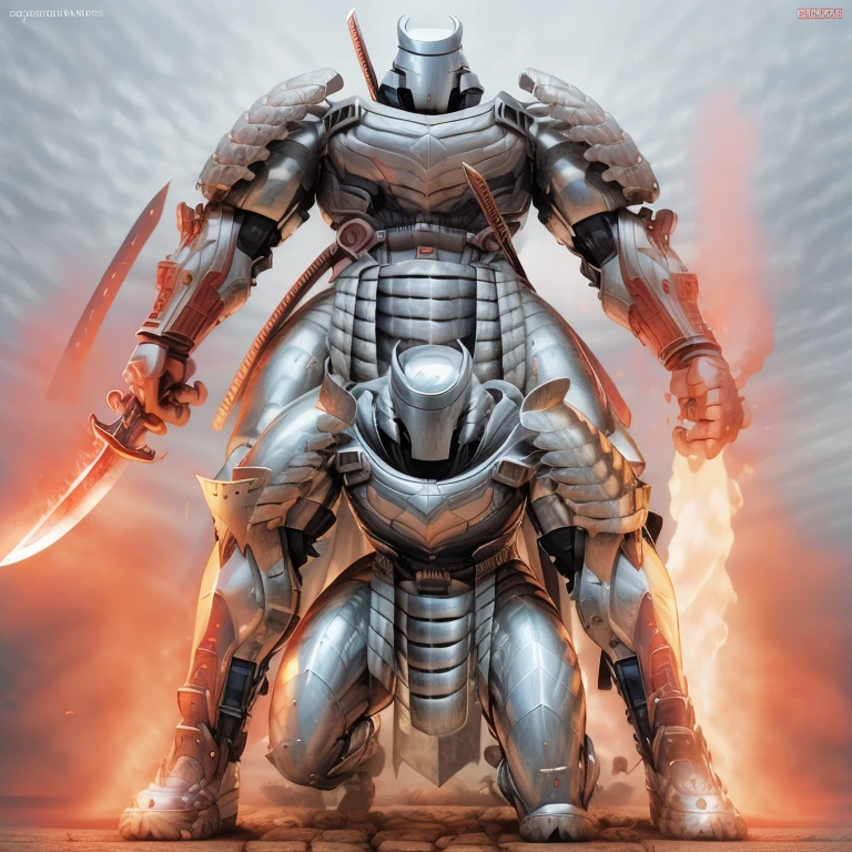 silver samurai.
- masterpiece. best quality. full body. 1boy.
- armor suit. (full armor. cyborg. science fiction. combat helmet) 
- dominating silver samurai. silver samurai is over 1000 meters long. focus GIANT mechanical Muscular silver samurai is trampling the city. Looking down. macro. stomp. Low-angle perspective. emphasizing the immense size.
- holding sword. holding katana.
- The Silver Samurai wears a very wide and long silver cloak.
- full body. No face. 
- looking at viewer. 
- GTS. macro. giant. footstomp.