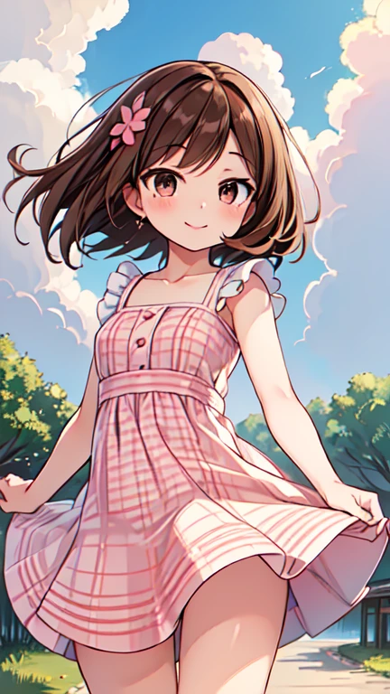 1,000,000.Short brown hair), Staring at us from the front,Beautiful brown hair, Clear brown eyes, A little thick,Small breasts,Small butt,(((Teasing Smile))),
Best Quality, masterpiece, Ultra-high resolution, 8k,,Spring Sky,((Spring Outfits)),Show anime style , One, Soft Line Art, Digital Enhancement, shojo anime touch, shojo manga core, Flowing fabric, close, Soft Drawing, Ultra HD digital anime art, Clear facial depiction, Highly detailed girl manga character art, Ultra-detailed manga style, Best Qualityの色, full body,
(Summer landscape,Cumulonimbus.Gingham check T-dress)