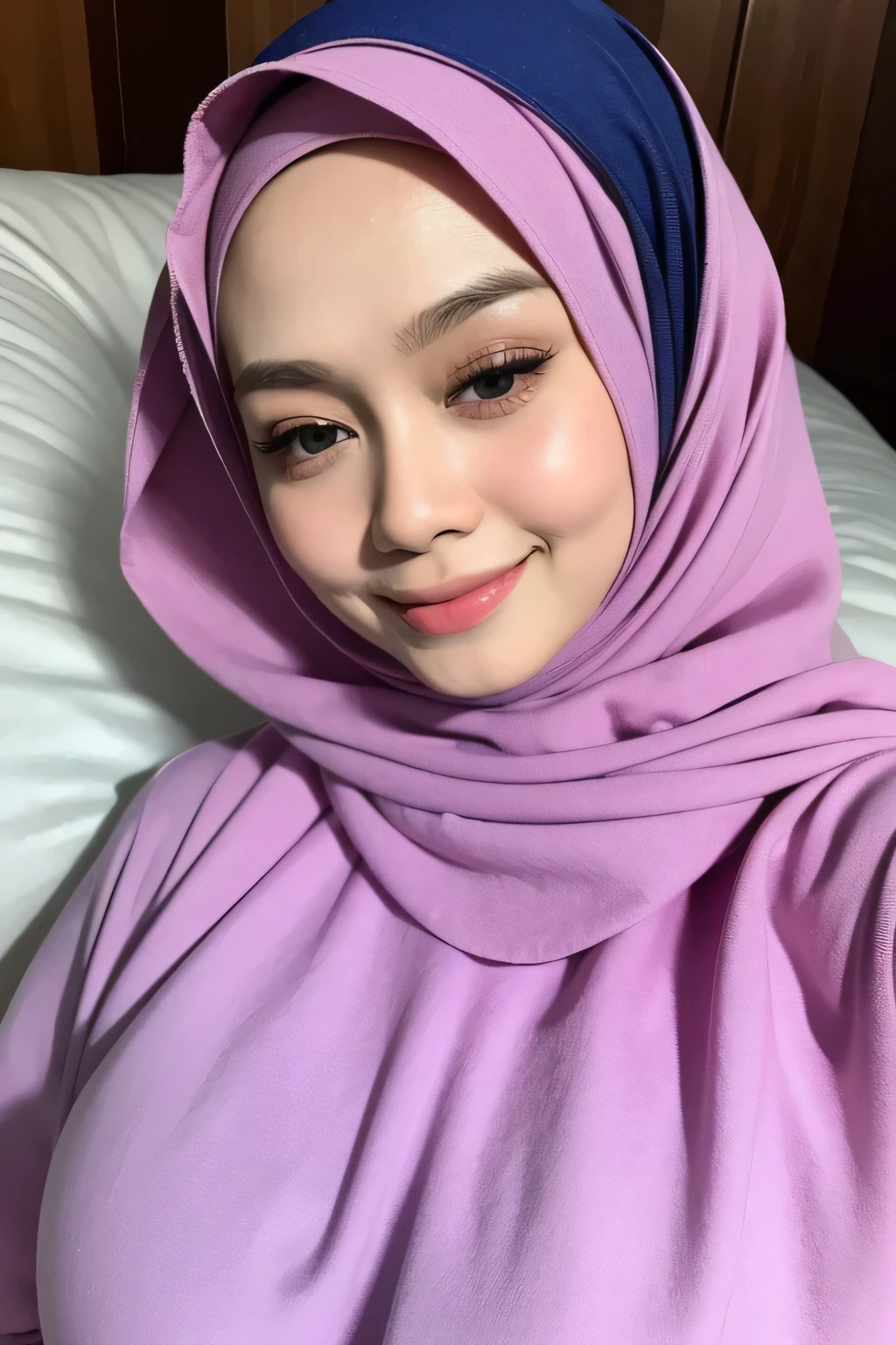 (A very sweet smile), ((SLEEPING BEAUTY)), ((EYES WIDE )), ((HUGE EYES:1.3)), Very Thin body (((HIJAB MALAY GIRL))), masutepiece, High quality, UHD 32K, Realistic face, Realistic skin feeling , A Malay Lady, . ((Face cute like a )), ((LONG SHIRT)) Pinky Berry pop