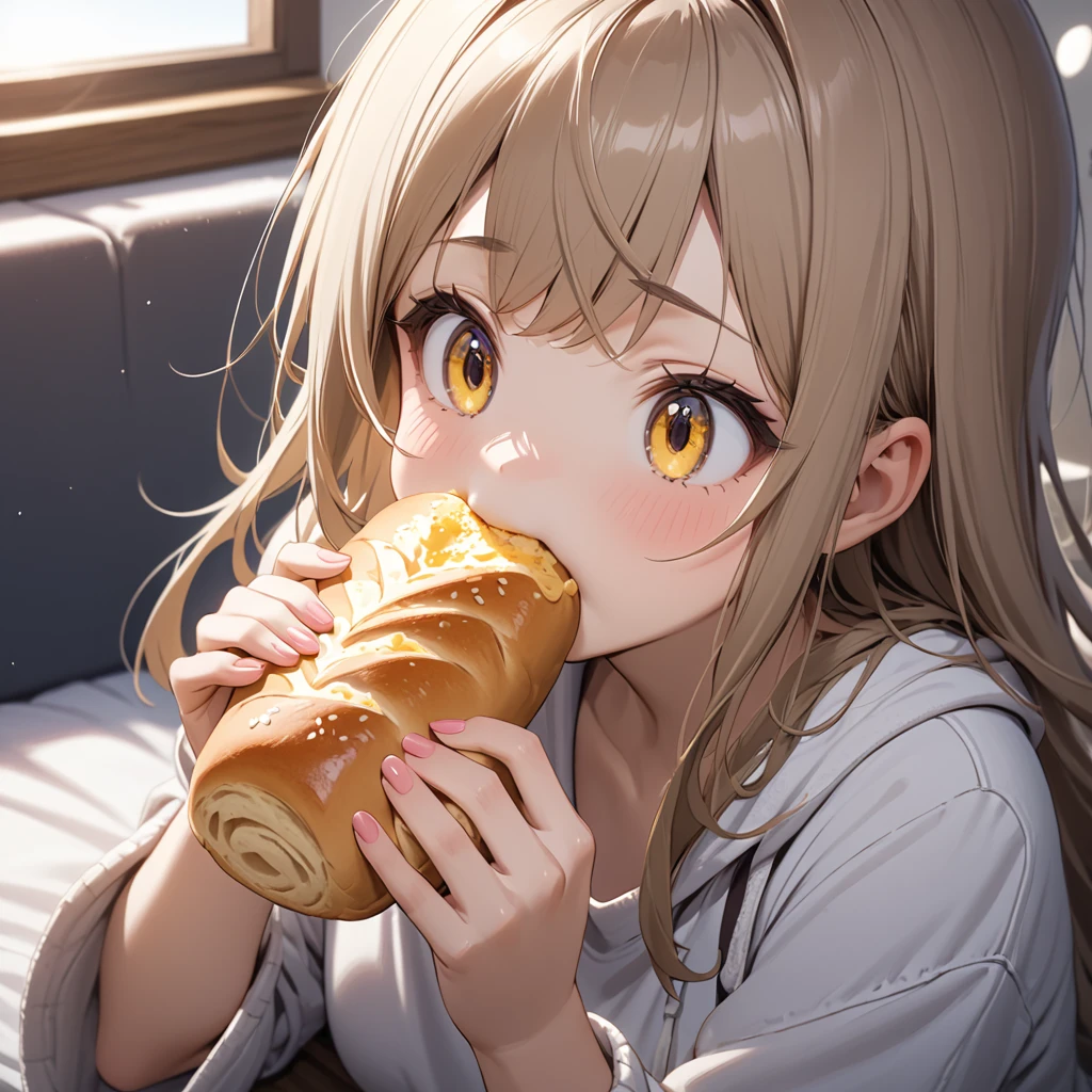 girl,morning,Eating bread