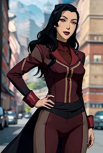 Asami Sato, Not fit for work ,black hair, hair band ,big eyes, Big and slim body, Wide hips and a slender waist., posing in a very provocative way and very good for full body photography looking at the viewer 