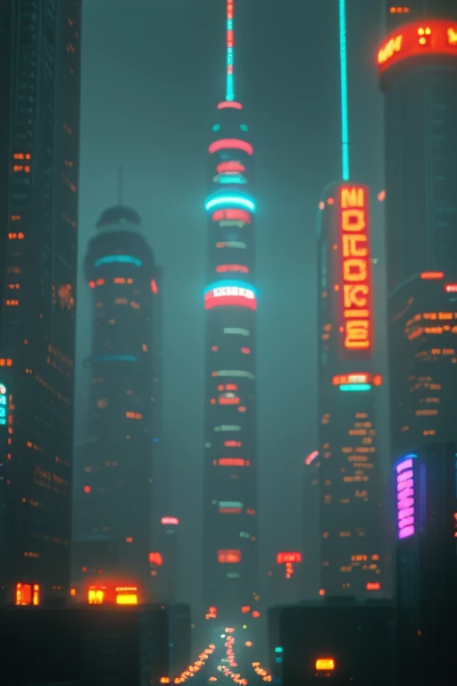 extremely detailed city landscape, worm's eye view, retro 1980s cyberpunk city, skyscrapers and buildings, an imposing martian planet in the center of the frame, vintage, old photo effect, dramatic lighting, moody atmosphere, neon lights, hazy depth of field, retrofuturistic, cinematic, highly detailed, photorealistic