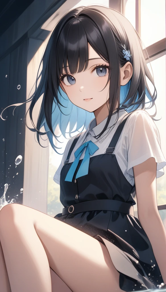 girl, [black|yellow] hair, slime,( skirt:1.1), sidelighting,  <lora:suggestiveLiquid_v11:1>,,