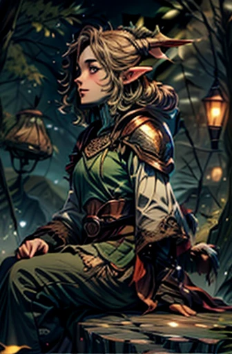 (Full Focus: 1.5), (whole body: 1.5), (Standing with feet together: 1.2), (Fantasy forest halfling child with pale green skin and shiny light blonde hair in a dynamic pose, Smiling and dreamily sitting on a rock:1.3), Ponytail Girl,Alchemist Outfit,(Big Breasts),Cinematic Lighting, Shine, ((Lush forest trees々The trajectory of sunlight through:1.3)), Frame, character chart, Cheat Sheet, High resolution, masterpiece, Textured skin, Super detailed, High detail, Textured skin, High detail, high quality, Awards, 最high quality, High resolution, 32K