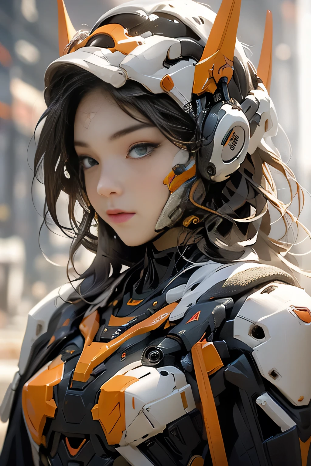 (masterpiece), (best quality), high resolution, 4K, girl, perfectbody, exoskeleton, mecha armor, mechagirl001, anchemixmecha, super detailed armor, red armor, head gear