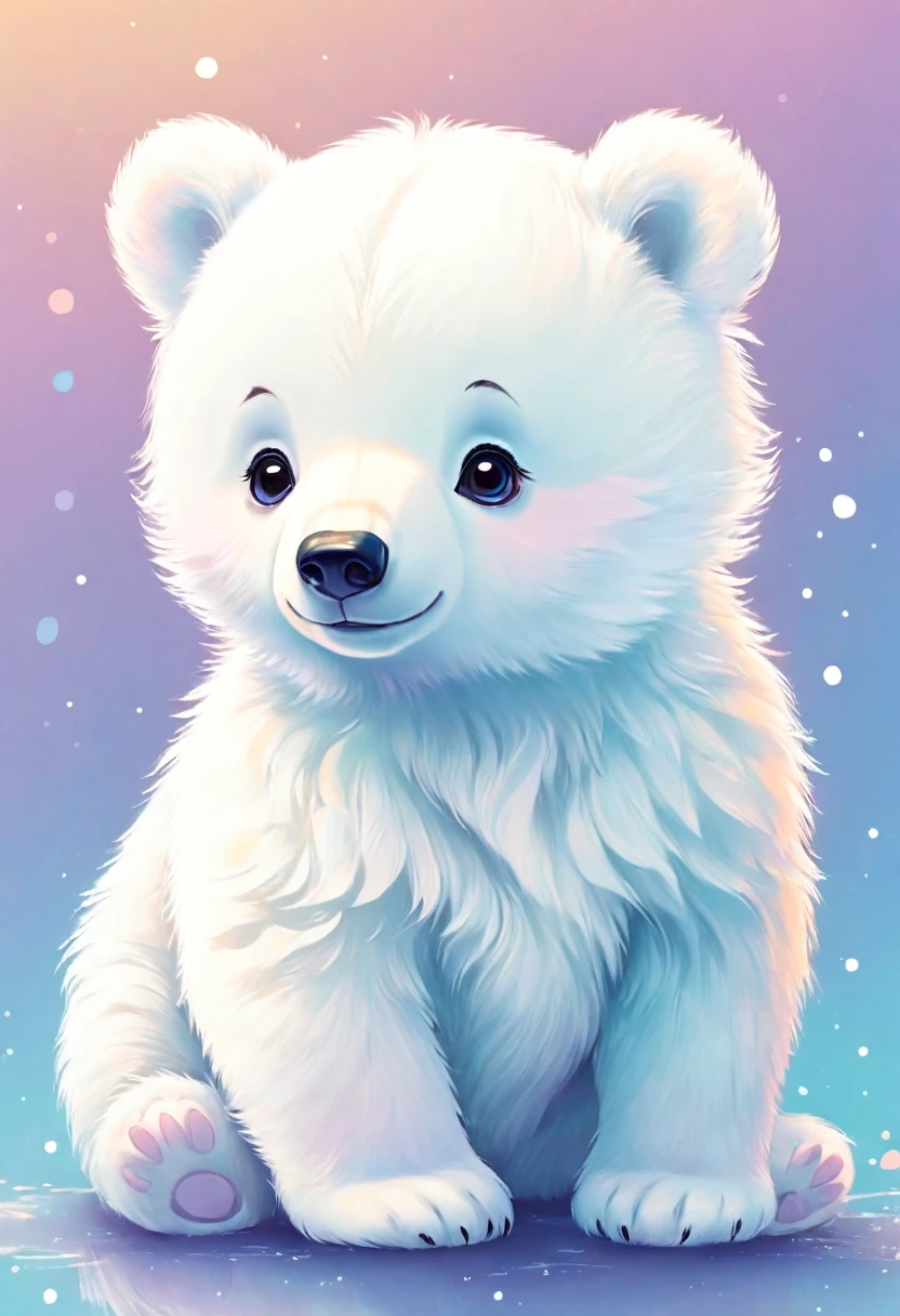 cute baby white Bear, digital illustration, pastel tetradic colors