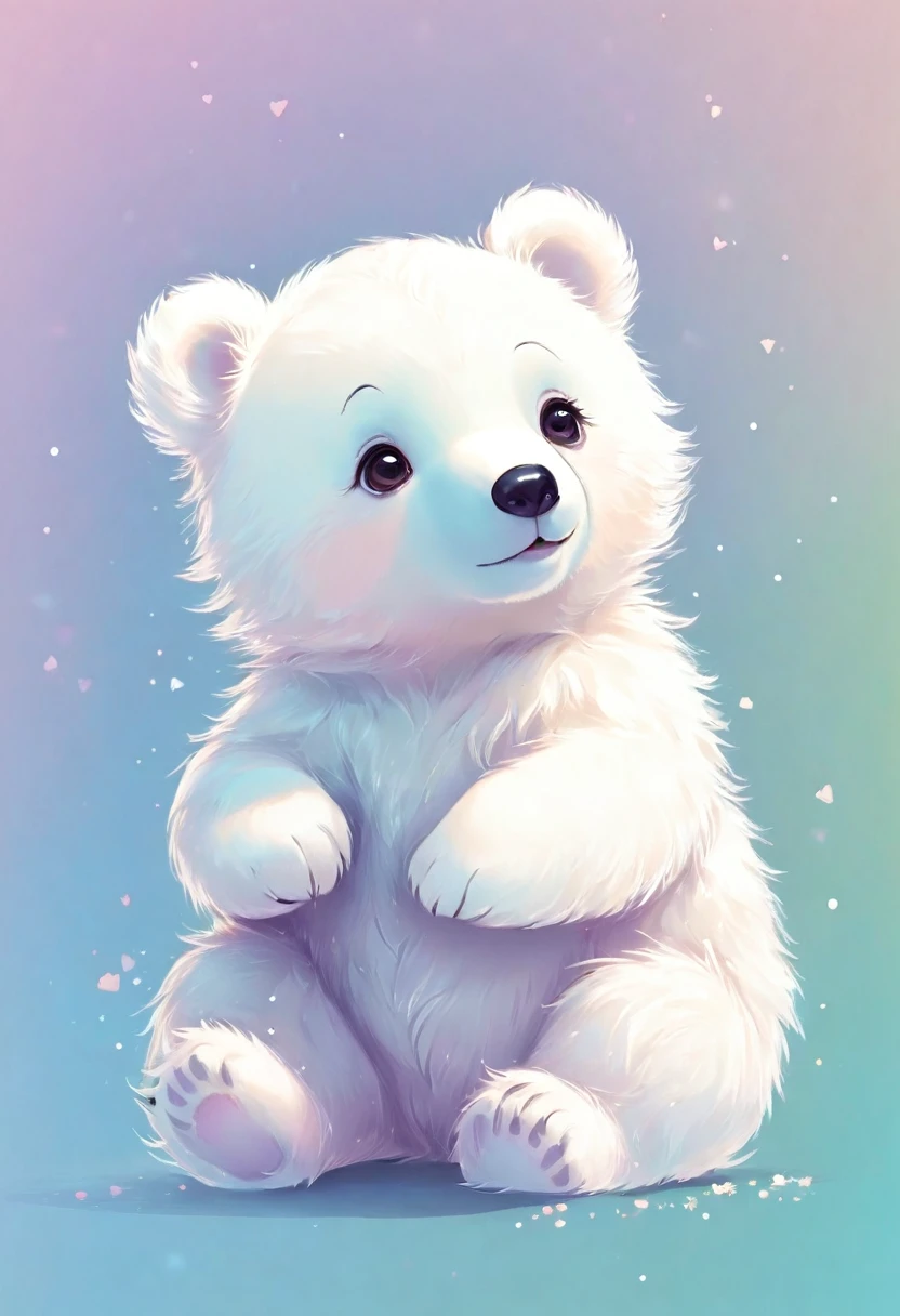 cute baby white Bear, digital illustration, pastel tetradic colors