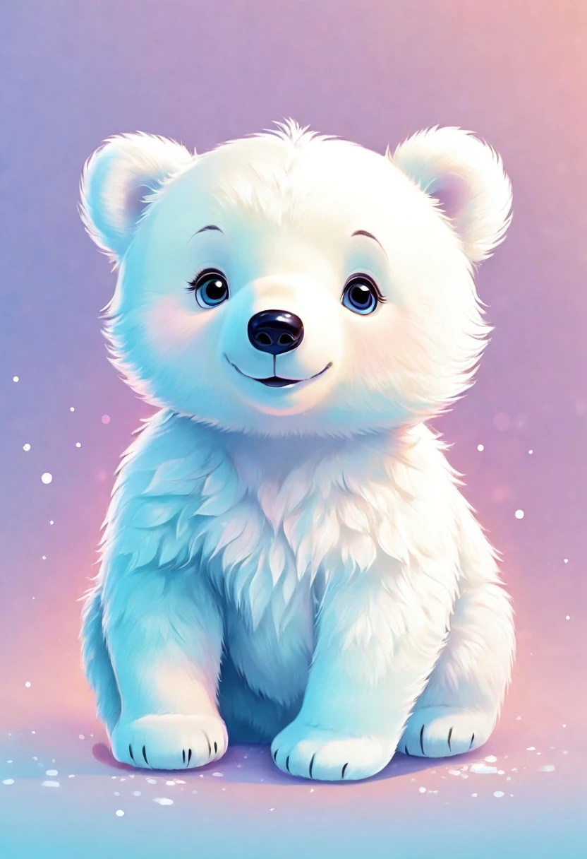 cute baby white Bear, digital illustration, pastel tetradic colors