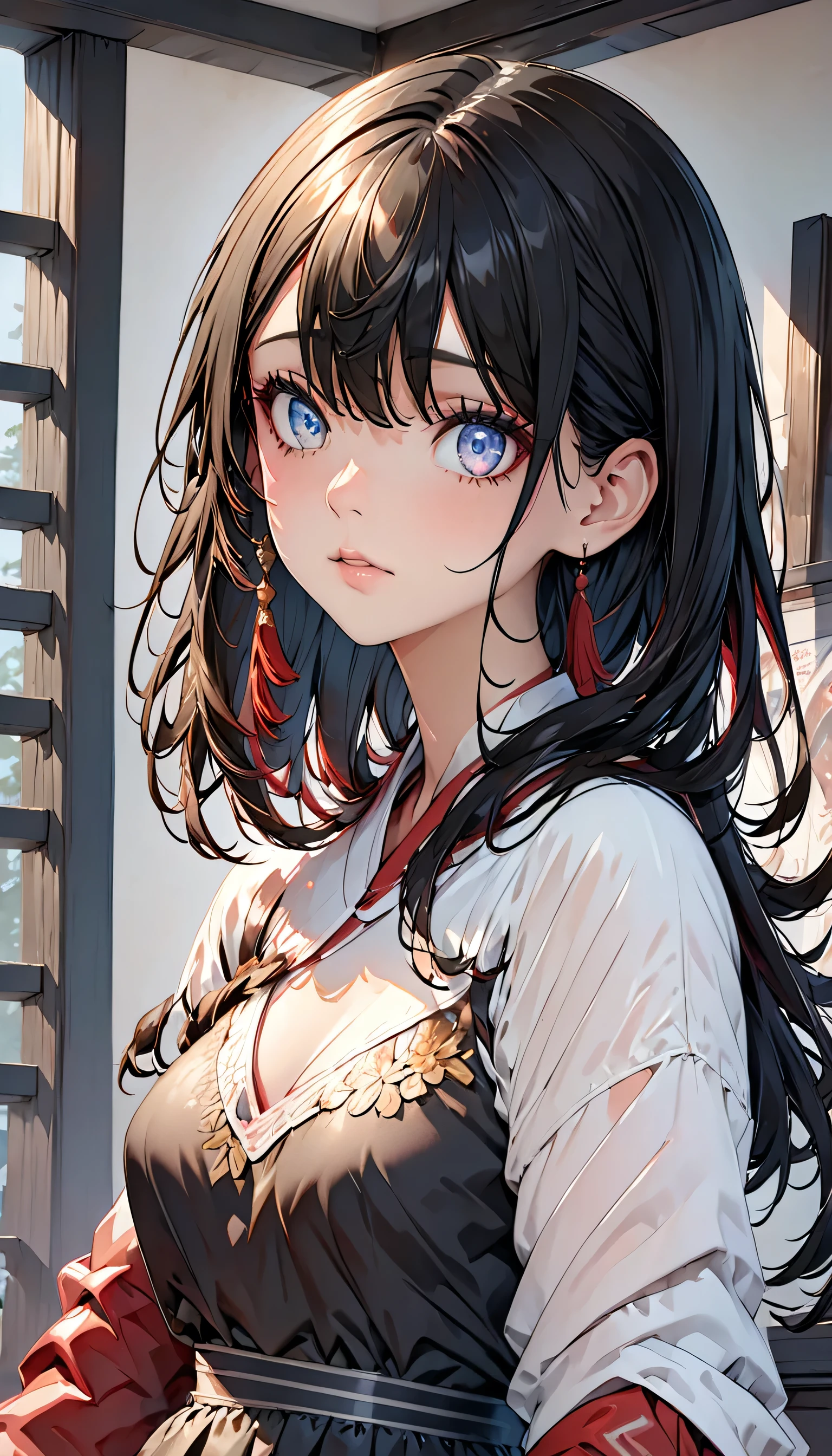 {{masterpiece}}, best quality, extremely detailed CG unity 8k wallpaper, cinematic lighting, lens flare, beautiful detail eyes, black, side glance, multicolor hair, colorful light, particles, heterochromia, (colorful:1.5), (colorful hair:1.5),