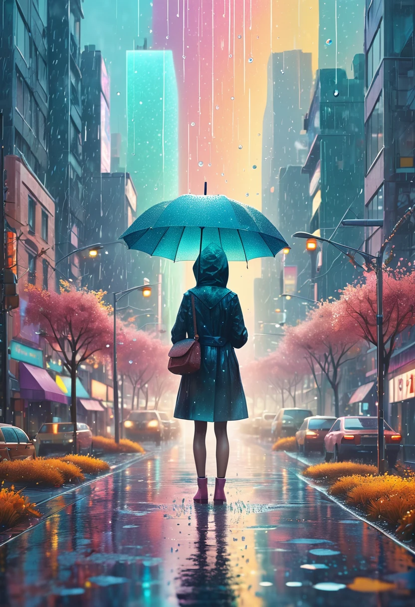  (Absurdres:1.2), exquisitely detailed aesthetic rainy day in Autmn, pastel tetradic colors, glimmer, bokeh, Watercolor, trending on artstation, sharp focus, studio photo, intricate details, highly detailed, by Beeple, illustration, perfect composition 