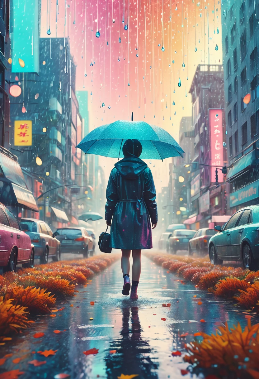  (Absurdres:1.2), exquisitely detailed aesthetic rainy day in Autmn, pastel tetradic colors, glimmer, bokeh, Watercolor, trending on artstation, sharp focus, studio photo, intricate details, highly detailed, by Beeple, illustration, perfect composition 