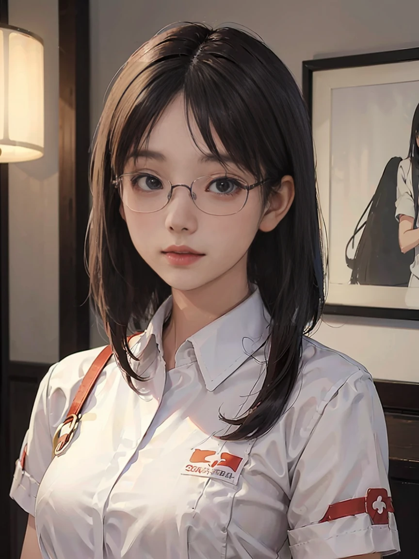 8k,最high quality,(masterpiece:1.2),(Realistic),(Realistic:1.37),超High resolution,1. ((Japanese women))、((Mature Woman))、((Married Woman))、Droopy eyes,Beautiful teeth alignment,((Wear rimless glasses))、((Black short bob hair))、 Well-formed fingers,((Very small breasts))、Perfect body,Perfect Fingers,Beautiful Skin,Professional Writing,gravure,detailedな顔と肌の質感,fine grain,RAW写真 20歳のJapanese women,(非常にdetailedな肌),Curvy,Pale skin,Pointed Chest,Erect nipples,(Fantasy art,最high quality,Dreamy portrait,(8k),Ultra-realistic,最high quality, high quality, High resolution, high quality texture,Attention to detail,Beautiful details,detailed,Extremely detailed CG,detailed Texture,Realisticな表情,In front of a masterpiece,dynamic),(Very Fine Hair),(Very soft hair),(Super straight hair:1.5),length, Sleek bangs,Very light copper amber hair,Hair growing out of one eye、((Wearing a nurse uniform&#39;s uniform&#39;s uniform&#39;s uniform)), (( I can see her ass ))((No pants)) ,(((sit astride a high-backed chair)))　(((Sit with your back against your chest)))　(((Rear View)))　(((Photo from behind))　(((彼女はAccentuate your buttために背中を反らせている)))　(((The lines of the body are clearly visible)))、(((Beautiful finger painting)))　(((Beautiful body drawing)))　(((Sit with your legs apart)))、(((Accentuate your butt)))、(((Full body photo)))、(((Low Angle Photography)))、(((Correct ankle orientation)))(((The correct number of legs)))　(((Accurate Body Composition)))　(((Accurate rear visibility)))