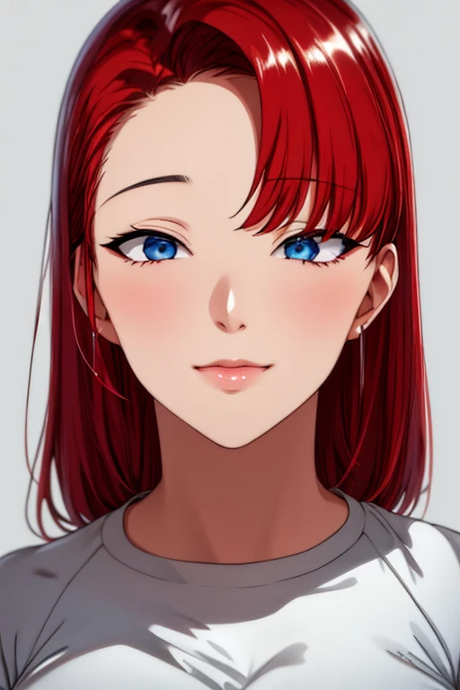 masterpiece, (Highest quality), 1 female,a girl,1 ,,kawakami_he can, short red hair , hair length, , purple eyes, gym uniform  , huge,cinta, ヘアcinta, spot under the eye,sexy woman, Energetic , intentional, Bright colors,,soft natural light,About RTTX10.0, ,  beautiful, (detailed face:1.2), vitrine, (perfect eyes:1.1) ,(realistic:1.1), 8k Ultra HD, Look at the spectators, out of home, simple background sweaty panting big boobs 