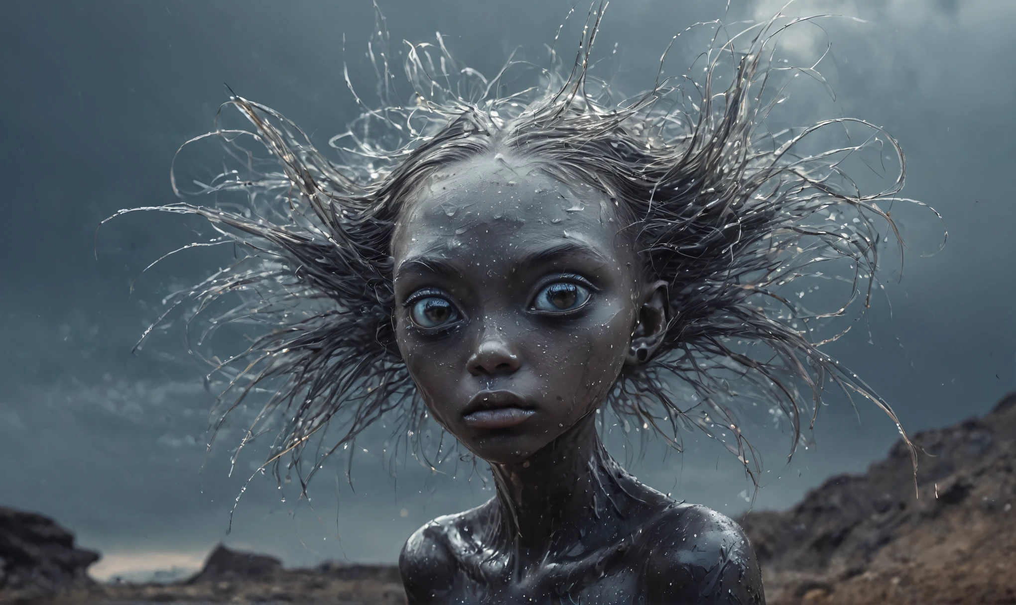full-body-shot,pearl fairy, who can't fly,Cinematic,Muted colors, Technicolor,natural marble skin textures, hyper realisitic, hyper detailed,Extremely detailed,High contrast,Masterpiece,Realistic,Ultra Detailed,mother-of-pearl leather,Quentin Blake Style Photography, wlop,full body length,once pretty,full body,bailong plant Caribbean sparas made of dead charcoal plants,charcoal Alien Krampus,ominous winter landscape, intricate details,realistic humid skin,extremely intricate,Epic Realistic ,home drama, thriller, cinematic style,Nicola Samori,Wangechi Quality, messy hair,pretty face,extremely detailed,masterpiece,intricate details,faded,eyes extremely detailed,high detailed eyes,16k resolution,RAW, Nikon Z9，transition between two art styles, Ink painting to photorealism, Double contact, X-ray,natural skin textures, hyper realism, hyper detailed,Extremely detailed,High contrast,Masterpiece,Realistic,Ultra Detailed, intricate details,realistic humid leather,extremly intricate,Epic Realistic, cinematic style,irina yermolova,high contrast,hdr,extremely detailed,badonkadonk,jellyfish's leather 
