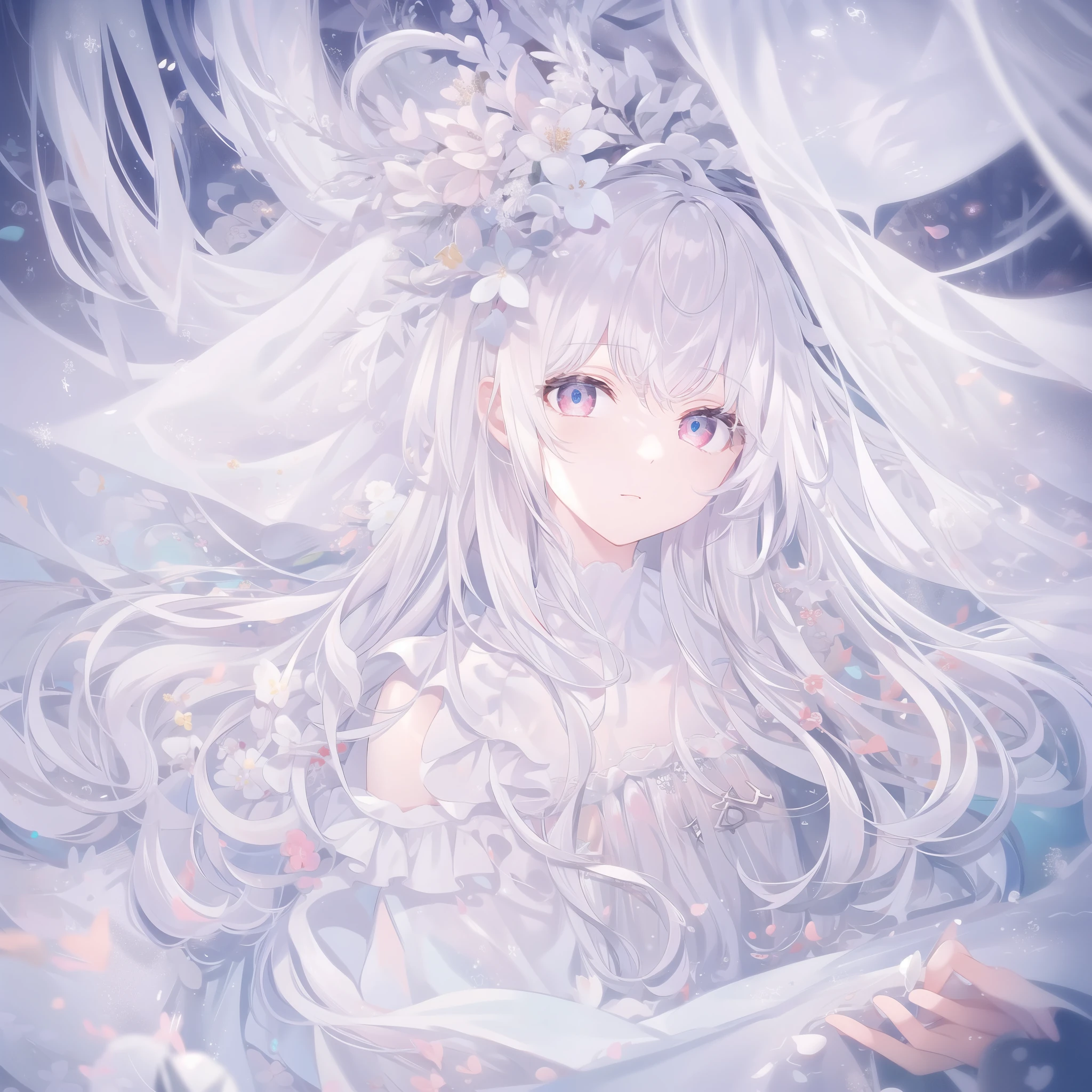 ((masterpiece, best quality))++, Detailed lighting+,  Detailed hair+, Detail hand+ ,1 girl, Miss, Long hair,   Crimson eyes,  beautiful eyes, young white hair,,(Beautiful white hair:1.5),(Beautiful and delicate eyes),  high resolution+,glass tint, Reflective eyes,   {{angle}} , Very detailed wallpaper, The original, Air bangs，Extremely beautiful CG，Firefly，Nature，ocean