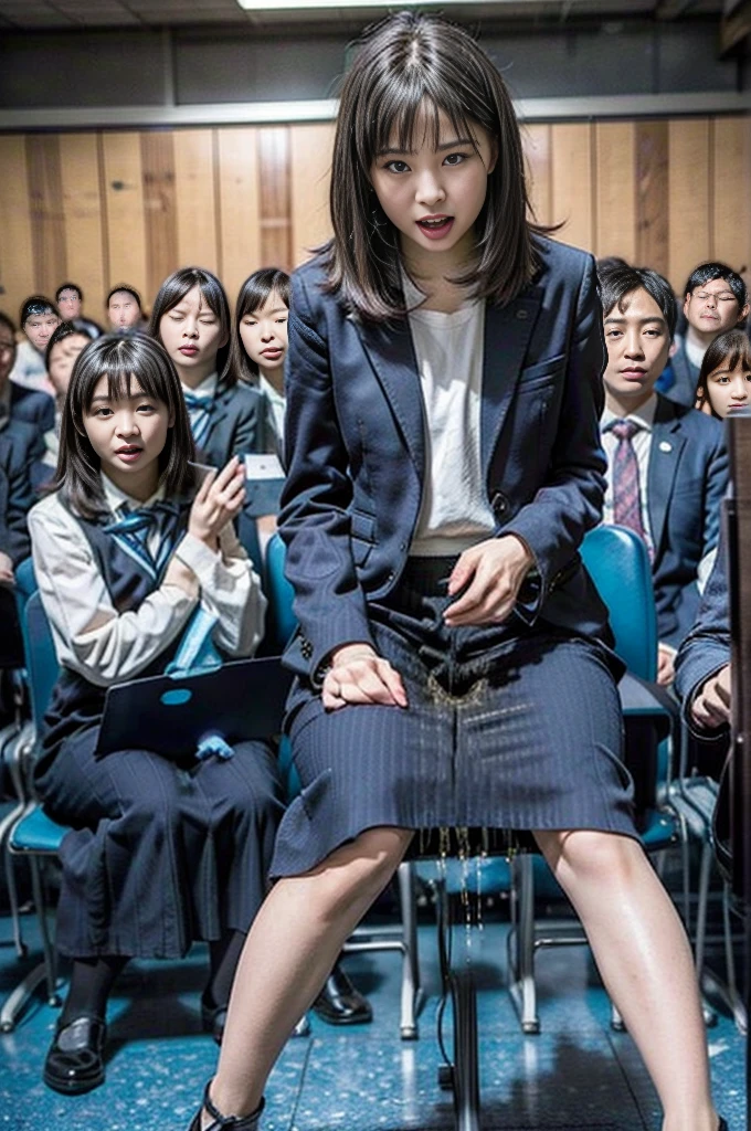 Female teacher pisses、Female teacher urinates at student graduation ceremony、Pee leak、Peeing、Lots of pee、From below、Gazing at the audience、Black Suit、Black Skirt、White Panties、pantyhose、High heels、Perfect figure、so beautiful、Japanese elementary school teacher、学校の体育館で卒業式を取り行っている最中に女教師がPee leakしちゃった、The female teacher is surrounded by students、Tears of shame after wetting myself、Bold black panties、skirtlift、The female teacher rolls up her skirt with both hands
