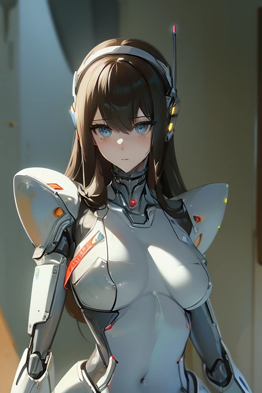 (masterpiece),(Highest quality),(Super detailed),(Best illustrations),(Best Shadow),(Absurd),(Detailed Background),(so beautiful), 16K, 8K, 4K,(Best Shadow),robotization,woman ,big bust,Robot Joint ,Metal skin,Black robot Suit,long hair,a black robot suit that covers the whole body,robot hand,cyber bodysuit,mecha head,(Detailed hands and fingers:1.2),Ball joint robot body,doll joint,beautiful face,beautiful robot girl,robotic eye,robotic hands,(no more human skin),android girl,cyborg girl,F cup, sexy body,(machine made joints:1.2),(machanical limbs:1.1),(blood vessels connected to tubes),(mechanical vertebra attaching to back),(mechanical cervial attaching to neck),no messy picture style,slim robot suit,makise kurisu(steins gate)