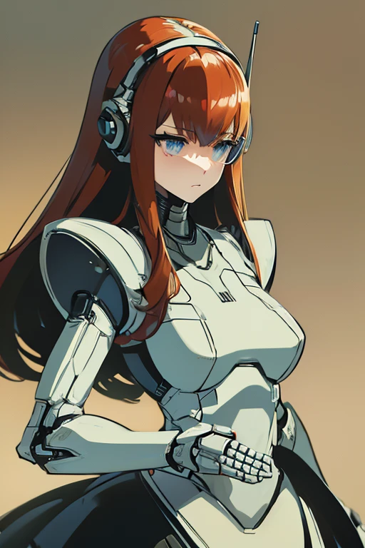 (masterpiece),(Highest quality),(Super detailed),(Best illustrations),(Best Shadow),(Absurd),(Detailed Background),(so beautiful), 16K, 8K, 4K,(Best Shadow),robotization,woman ,big bust,Robot Joint ,Metal skin,Black robot Suit,long hair,a black robot suit that covers the whole body,robot hand,cyber bodysuit,mecha head,(Detailed hands and fingers:1.2),Ball joint robot body,doll joint,beautiful face,beautiful robot girl,robotic eye,robotic hands,(no more human skin),android girl,cyborg girl,F cup, sexy body,(machine made joints:1.2),(machanical limbs:1.1),(blood vessels connected to tubes),(mechanical vertebra attaching to back),(mechanical cervial attaching to neck),no messy picture style,slim robot suit,makise kurisu(steins gate)