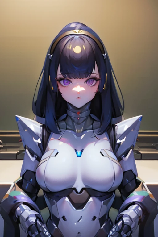 1 girl, anthropo, velues, Protogen[conceito], toaster[conceito], robot, all white body, screen face, Solid eyes, cybernetics, robotic body parts, cyborg body parts, Cyborg Enhancements, Mechanical joints, cute fur, Broad Hips, thick-thighs, holographic tail, Translucent tail, long hair, Bblack hair, soft pink eyes, breasts big ,