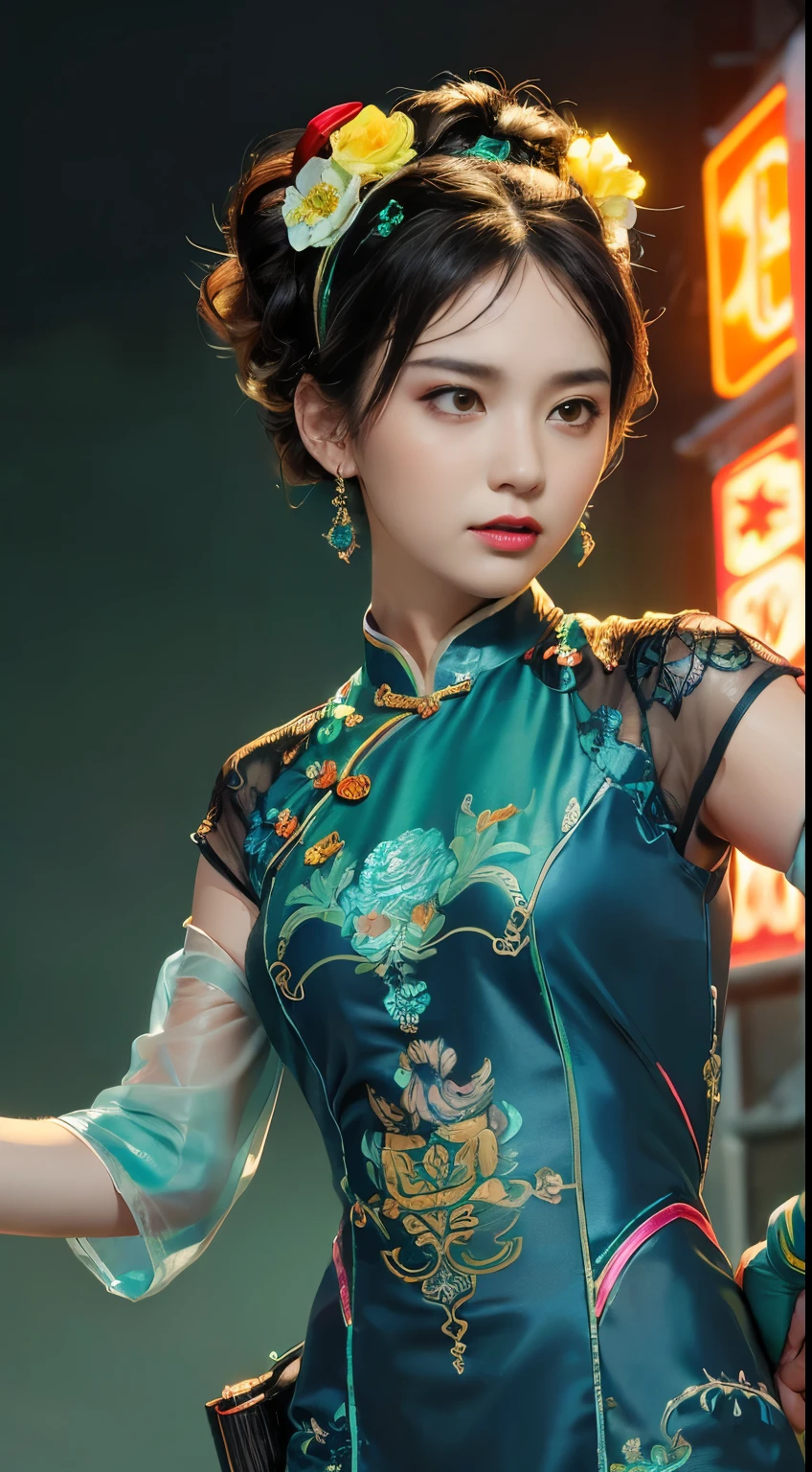 masterpiece, high quality, Best quality, Neon官方艺术, Beautiful and aesthetic:1.2), Beautiful Chinese woman egret(1 girl:1.3), Extremely detailed,(Fractal Art:1.1 个Neon ),(Colorful:1.1 个Neon)(Flowers:1.3.Neon ),Highest detail,(原来是Neon:1.2), (Dynamic poses), (背景上的抽象Neon:1.3), (Radiant Skin), (Multicolor:1.4.Neon )Full HD, ,(earrings), (feature:1.5) , (flamethrower:1.3),霓虹红背景上的Neon ,Phoenix Neon,Neon,Full HD