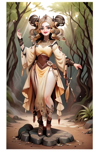 ((sepia)),illustration,vision,landscape,door,(full focus: 1.5), (full body: 1.5), (standing with legs together: 1.2), (fantasy forest halfling with shiny light blonde hair in dynamic pose, smiling and dreamily sitting on rock: 1.3), ponytail girl,((alchemist outfit))(magic wooden wand),(big breasts: 1.3),gorgeous rick shoulder,gold earrings,fishnet stockings,twin buns,(stunning face, symmetrical clear eyes, detailed eyes and face, detailed body, on), 1 girl, late teenage, serious, updo, blonde hair,cinematic lighting, shining, ((sun rays trail through lush forest trees: 1.3)), frame, character chart, cheat sheet, high resolution, masterpiece, textured skin, ultra detailed, high detail, textured skin, high detail, high quality, award, best quality, high resolution, 32K