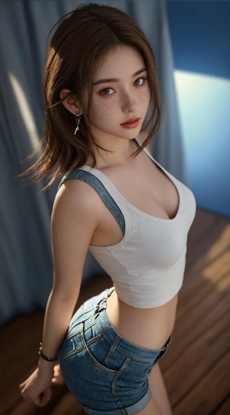 (((Misako Renbutsu)))Beautiful Young Female with ((Twin Braids) covering Bust), ((Flashing restrained chest with beltbra)) on ((Dusk Train)), (extremely delicate and beautiful) Detailed Closing Texture, Professional portrait of SemiNude photography, (((beltbra:1.37, shirtlift White T-shirt dress)White SkinnyShorts)Navel), (sitting_chair) ((lean forward)) {Knee Up}, (Motion blurred window){(Tyndall effect)|lens flare|Haze|bokeh} ZoomLayer (Oodles Blurred Colorful Lights (Starry particles)), (TopQuality Masterpiece of 8K Ultra-detailed DigitalPainting), ((Clearly Visible the shape of Crotch)), (extra leg:-1)(nipple:-1)