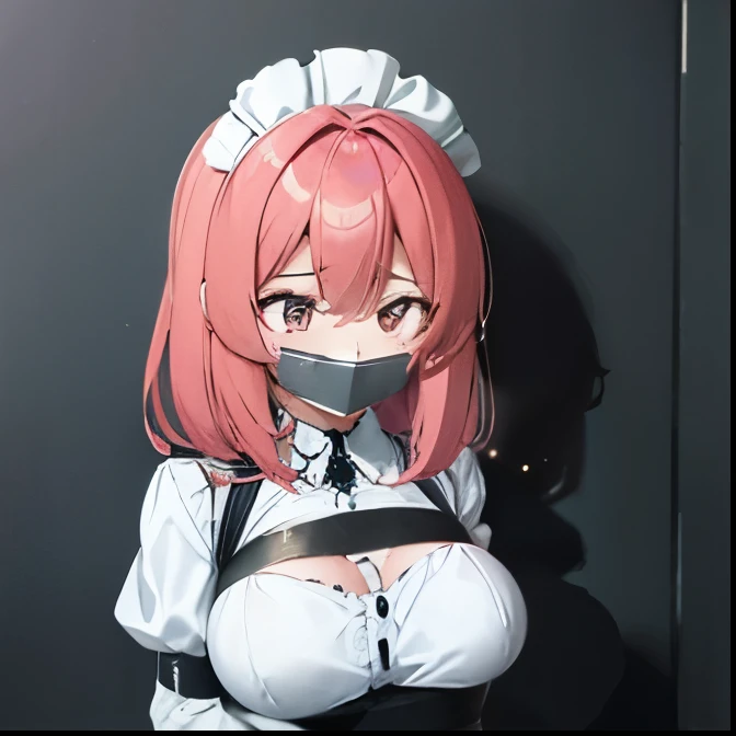 Maid anime girl handcuffed and tape gagged