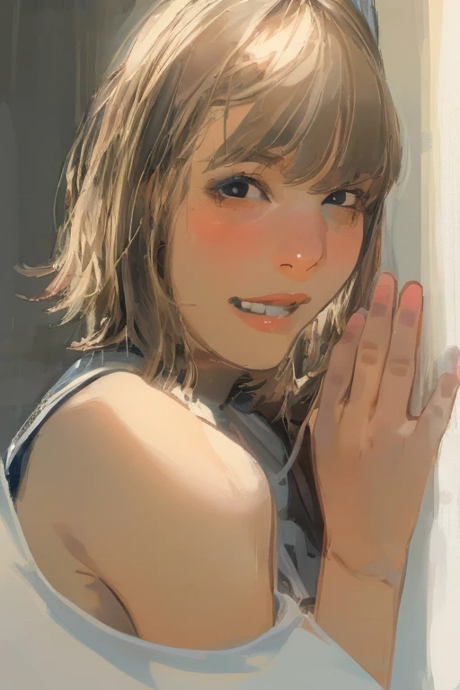 (extremely detailed CG unity 8k wallpaper), (masterpiece), (best quality), (ultra-detailed), (best illustration), (best shadow), (absurdres), BREAK girl, sweat, steam, medium breast, looking at viewer, light smile,