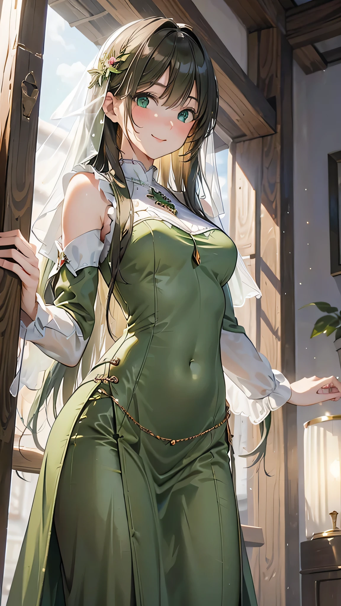 highest quality、All limbs、full finger、Slender beauty、straight hair、brown hair、Dereste、green, white and purple idol costume、high socks、beautiful big breasts、live stage、sing、dancing、big smile、((tits、nipple、no panties、sexually seducing me))