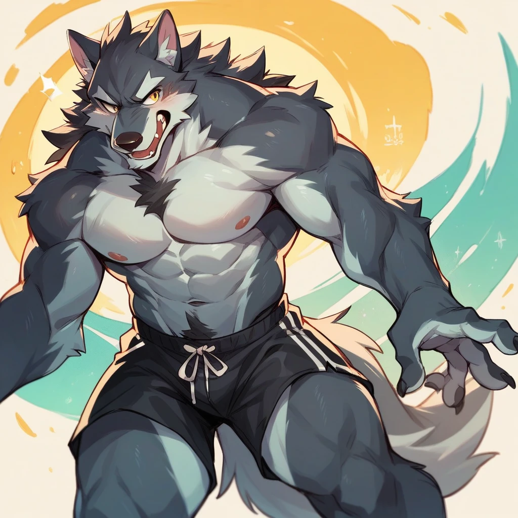 ((solo)), (anthro) wolf, shirou_ogami:1.8 (bna), adult, mature, masculine, slim:1.2, skinny:1.2, tall:1, (correct anatomy:1.2), vascular veins, (cartoon fur, detailed fur texture:1.3), topless, wearing big black collar (shirtless, boxing gloves, compression shorts), ultradetailed, (by wfa:1.2), (by takemoto_arashi, by vorusuarts, by Traver009:1, by grimfaust:1), natural lighting (boxing_ring:1.4 background), (sweat:1.4, wet:1.6), (lots of sweat flowing down) exhausted, wolf head ((open eyes, detailed):1.2), open mouth (steaming breath:1.2, drooling, dripping saliva, thick drool) tongue sticking out, (serious:1.4) expression), grumpy, sad, lying down, collapsed, defeat, macro growing size difference sit on floor giant size difference 