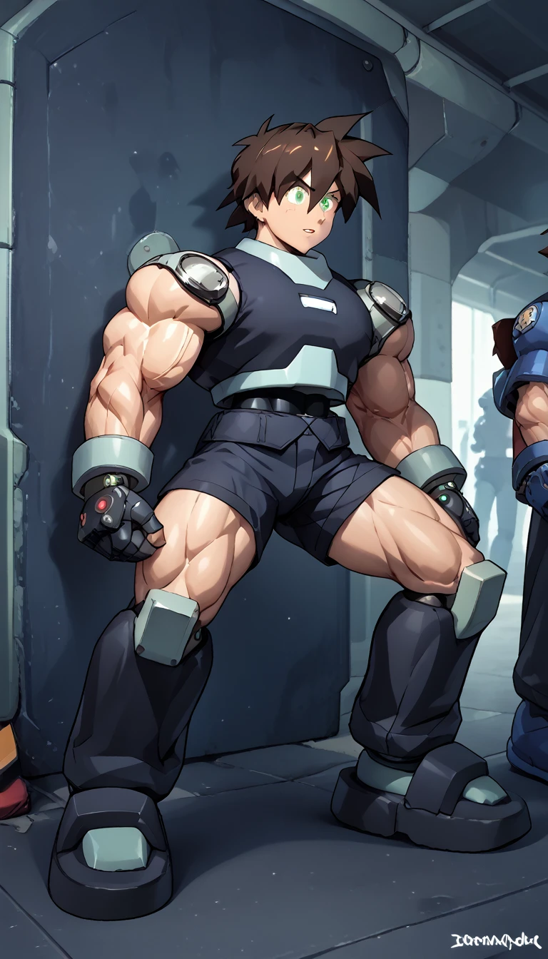 Shorts,Anatomically correct, (((8k resolution,アナルSex,Huge erect penis,Huge muscles))),Black innerwear,cyborg,m3g4m4n,Black Hair,brown hair, green eyes, Alone, android, hair between eyes,(((Huge erect penisから透明な液体が滴る))),Normal position,Imminent sexual activity,Orgy,Normal position,Sex,Vivid and lustrous colors,Glowing Skin,Glowing Skin,rock volnutt,Squat