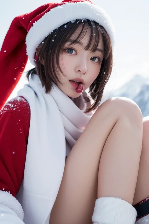 8K, Top Quality, Intricate Details, Ultra Detail, Ultra High Resolution, Masterpiece, ((close up shot)), shot from behind , looking away from viewer,, Slender, Smile, (Makeup: 0.4), (Fluffy Blue Eyes: 1.21), blue Eyes,, ((full body)), 1girl, solo, 1 girl, (( full body)), close-up shot, , , ((tall)), (((fit body))), (((slim face))), sharp face, sharp eyes, (((black hair, short hair, bangs)) ,(detailed face), sharp face, small lips, thin lips,
((,red scarf, naked)), detailed face, detailed breast, , large breast, detail ass, round ass , Beautiful girl with accentuated slender abs: 1.4, Six Pack Abs: 1.4, Bust Botox, Big, Perfect Body, detail leg, (( moonlight)), in the snow
