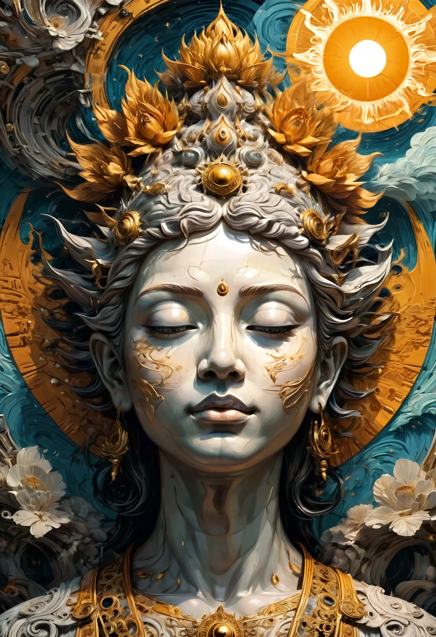 Create a realistic painting,The theme is Balinese mythology
