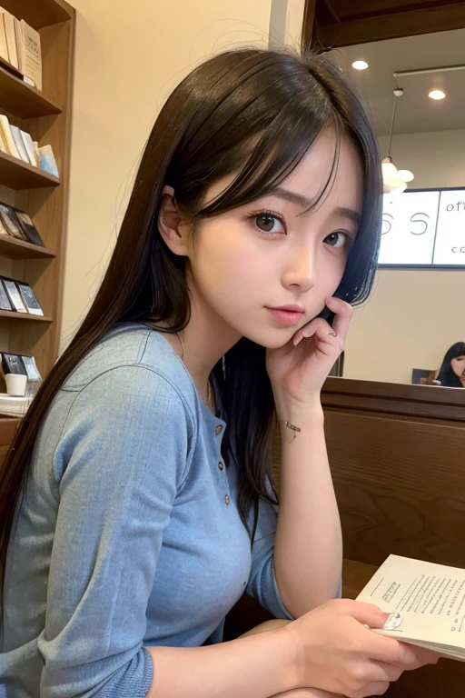 (((Masterpiece，Highest quality，Ultra-high resolution)))，(((極めてdetailed，detailed)))，((Highest quality，8K，16K，))，Japanese，high school girl，Girls&#39; School，Reader model，Gal，cute，Beauty，sexy，glamorous，uniform，cardigan，blouse(Wearing clothes next to the skin)，mini skirt，Knee-high socks，boots