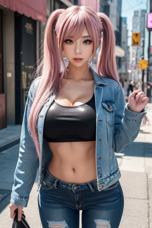 ((Best Quality, best resolution, award-winning portrait, official art)), ((perfect Masterpiece)), ((Realistic)) and ultra-detailed photography of a 1 nerdy cyberpunk girl with goth and post apocalyptic colors. She has ((long caramel-colored hair)), wears a (Harajuku-inspired cyberpunk tech-wear top) and a (Harajuku-inspired cyberpunk tech-wear bottom:1.2) , ((the most beautiful and sexy aesthetic)), small tits, cleavage showing, hot, sexy, seductive, slutty, cameltoe, 