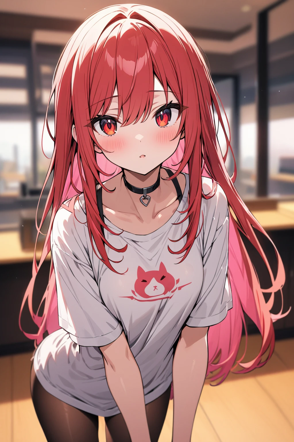 (best quality,8k,16,highres,masterpiece:1.2),ultra-detailed,(realistic:1.37) UHD, exited attractive mature woman, red hair, beautiful detailed eyes, detailed face and expressions, rendered eye ,perfect anatomy, beautiful detailed lips, wearing colourful long pajama pants and an black off the shoulder top, smirking, lusty, horny blushing, lying on couch, on back, leaning forward, simple lying pose, holding holding PS4 controller in hands, holding controller with 2 hands, not looking at viewer, happy, smirking, lusty, horny blush, not too close to viewer, relaxing atmosphere,neutral color scheme ,cozy environment,soft natural lighting, exited expressionenthusiastic gaming session,console gaming, Detalied TV in background, gaming room room, simple background, night time, shot straight